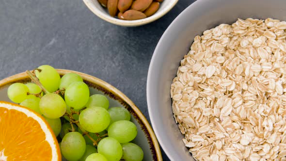 Healthy Breakfast of Oatmeal and Other Food