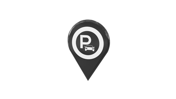 3D Black Map Location Pin With Parking Area Icon V10