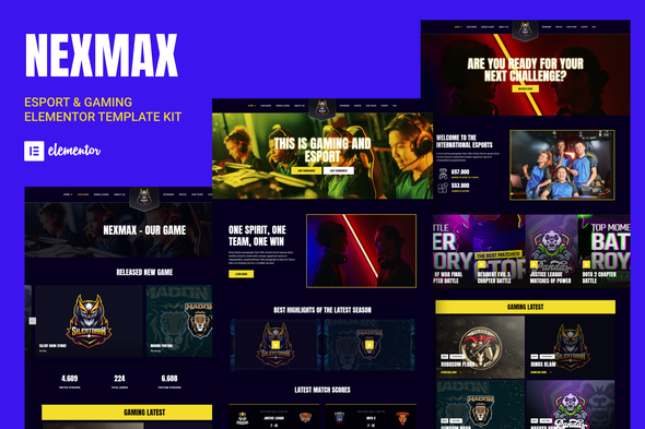 Nexmax - Esports & Gaming Elementor Template Kit