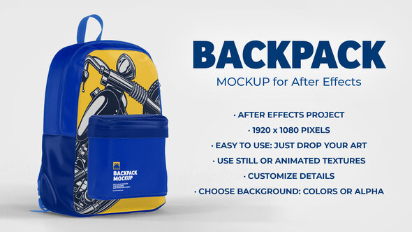 Backpack - 5 Scenes Mockup Template - Animated Mockup PRO