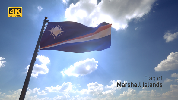 Marshall Islands Flag on a Flagpole V4 - 4K