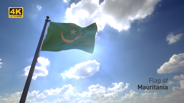 Mauritania Flag on a Flagpole V4 - 4K