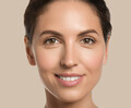Woman beauty face healthy skin natural clean fresh face. Close up view. Color background. Brown - PhotoDune Item for Sale