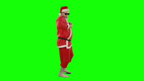 Happy santa claus dancing and singing