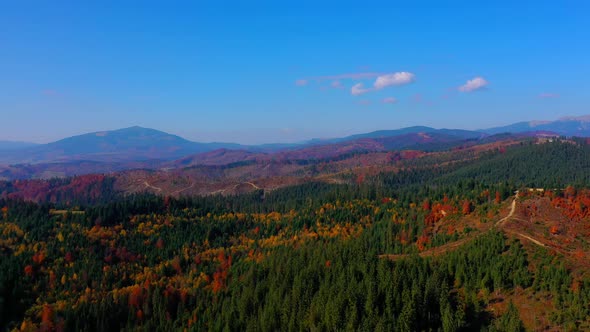 Aerial Drone Video Flying Over Carpathians Mountains, Ukraine, Europe