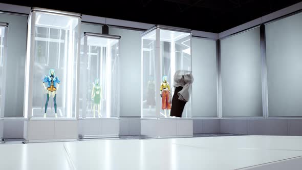 Fashion Show in 3D Invisible Model in Pantsuit alt