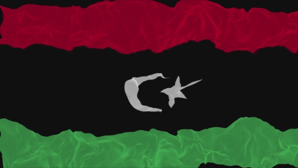 flag Libya turns into smoke. State weakening concept a crisis, alpha channel