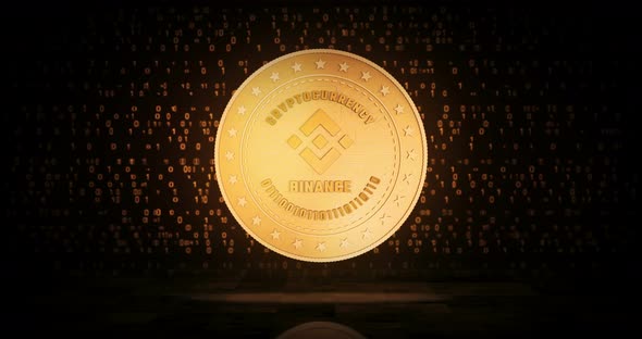 Binance BNB cryptocurrency golden coin loop on digital background