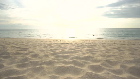 Closeup- Sand beach texture in the sunset Phuket Thailand