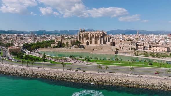 Gothic Medieval Cathedral of Palma De Mallorca in Spain