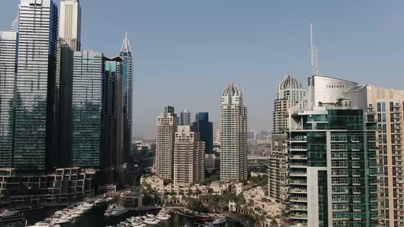 Stunning Architecture of Dubai Marina with Many Skyscrapers and Towers