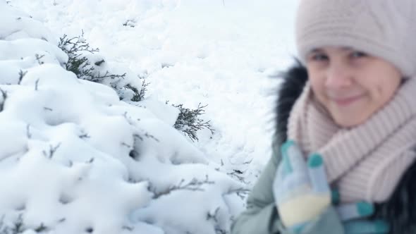 Happy Teen on Winter Landscape