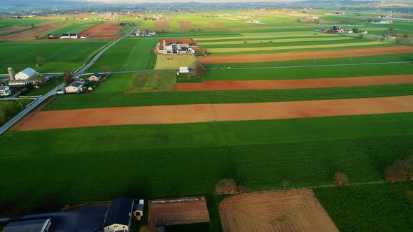 Amish Countryside and Farms as seen bt Drone