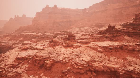 Aerial Grand Canyon in the Fog