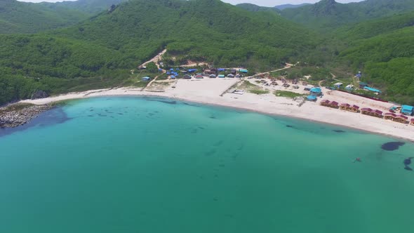 Drone View of the Beautiful Sea Coast with Clear Blue Water