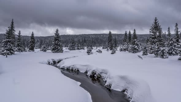 Jizera Mountains in winter. Beautiful place in the Czech Republic. Time lapse