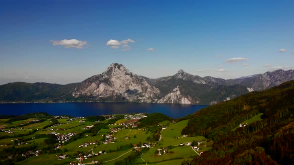 Beautiful view from the Mountains on an lake and a village