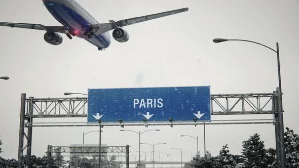 Airplane Landing Paris in Christmas