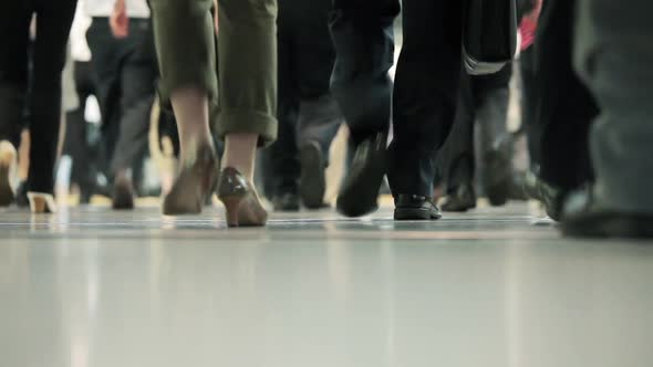 Low Angle Commuters Walking