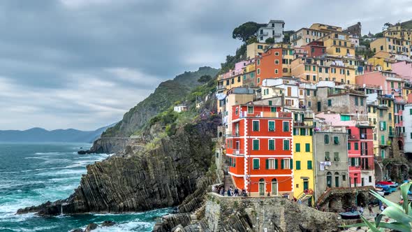 Timelapse of Riomaggiore Village, Cinque Terre, Liguria, Italy