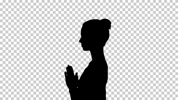 Silhouette woman practicing yoga, Alpha Channel alt