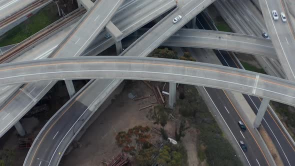 AERIAL: Spectacular Fly Over Judge Pregerson Highway Showing Multiple Roads, Bridges, Viaducts with