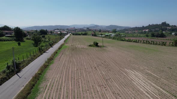 Aerial view of Car Driving on Country Road