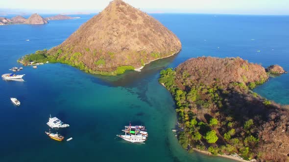 Aerial video of the Flores Island in Komado National Park, Indonesia