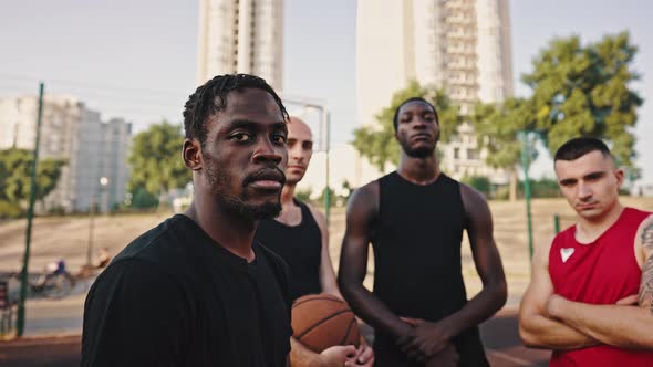 Close Up Portrait of Black Basketball Guy and His Likeminded Friends