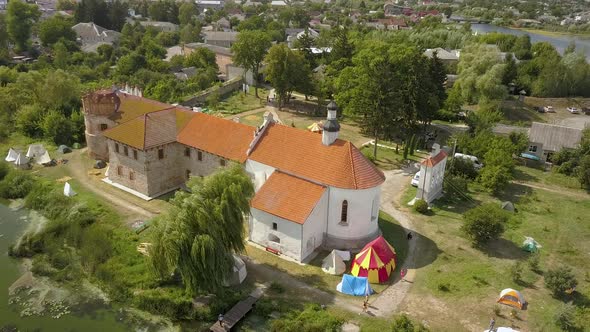 Aerial to Starokostiantyniv Castle Built at the Confluence of the Sluch and Ikopot Rivers Ukraine