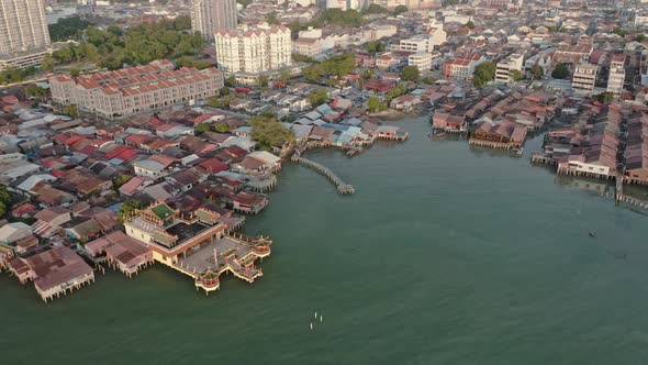 Drone Flight Over Penang Strait Towards Of George Town