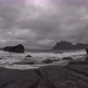 Waves breaking in Norway under dark overcast sky - VideoHive Item for Sale