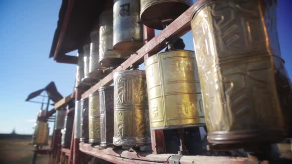 Buddhist prayer drums