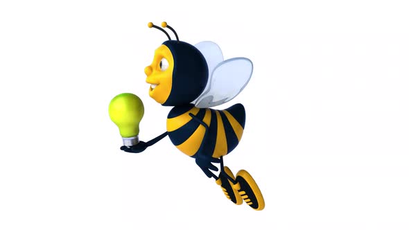 Fun 3D cartoon bee animation with alpha