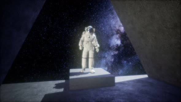 Astronaut on Space Base in Deep Space