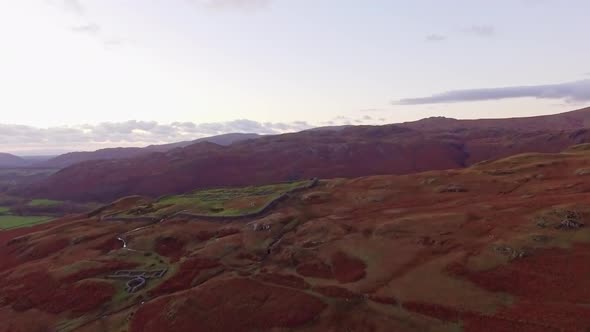 Aerial View Roman Empire Bulding Ruins In Lake District (England)