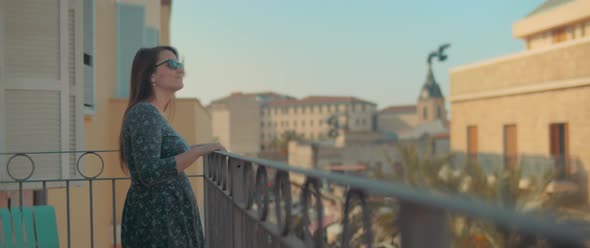 Woman looking down the old city