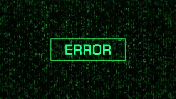 ERROR Message Over Computer Binary Background. ERROR Text Over Binary Code and Matrix Background