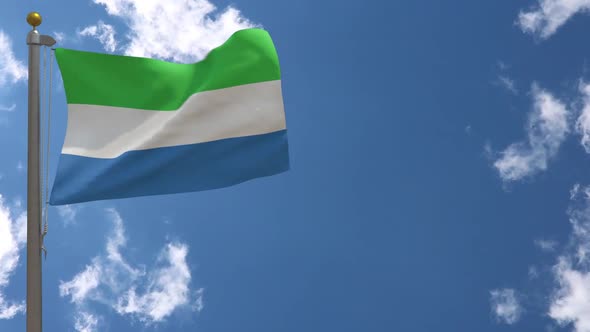 Sierra Leone Flag On Flagpole