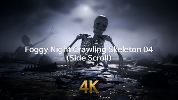 Foggy Night Crawling Skeleton 4K 04(Side Scroll)