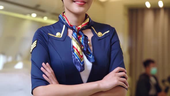 Cabin Crew or Air Hostess Working in Airplane