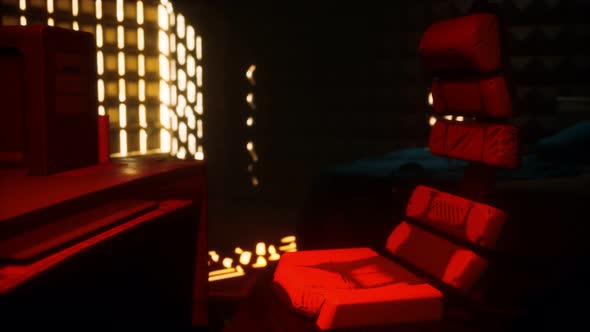 Sci Fi Futuristic Interior with Neon Lights