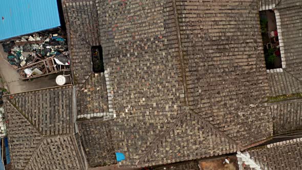 Aerial shot of a small fishing village in Xiapu County in China