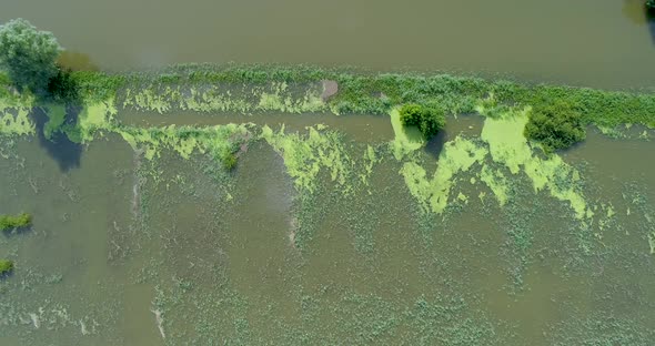 Aerial view of river IJssel, Veessen, The Netherlands.