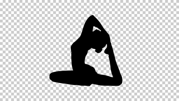 Silhouette yoga or pilates exercise, Alpha Channel