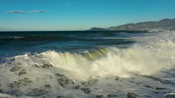 Dramatic Sea Texture  Filmed on a Drone in the Sunrise