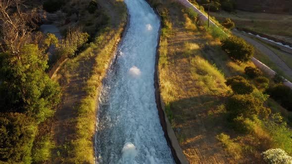 Aerial shot of some of the aqueducts that helps supply water to Los Angeles.