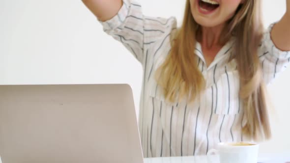 Blonde Business Woman Working at Modern Office