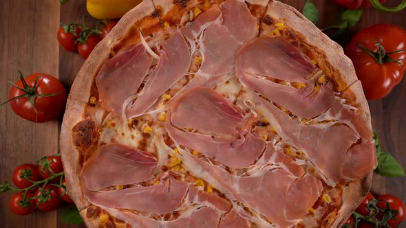 Pizza with Ham and Corn
