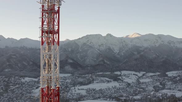 Lattice Tower Of RTON Gubalowka Transmitter Standing On The Gubalowka Mountain Overlooking Vast Wint